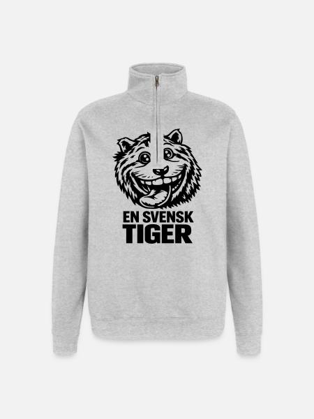 Ein schwedischer Tiger - Quarter-Zip-Sweatshirt - Grau meliert