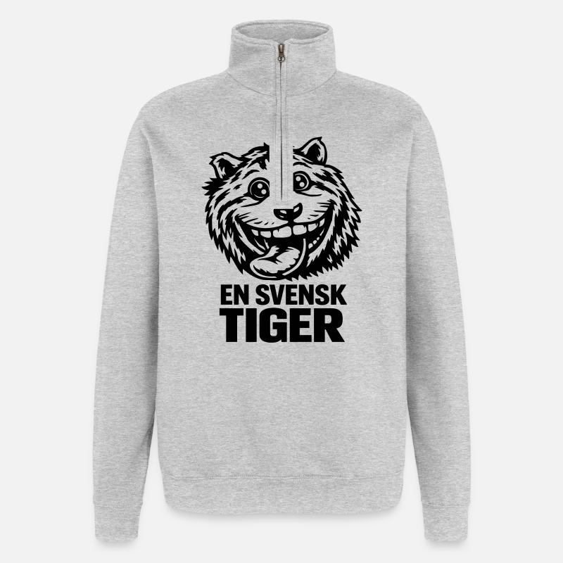 Ein schwedischer Tiger - Quarter-Zip-Sweatshirt - Grau meliert