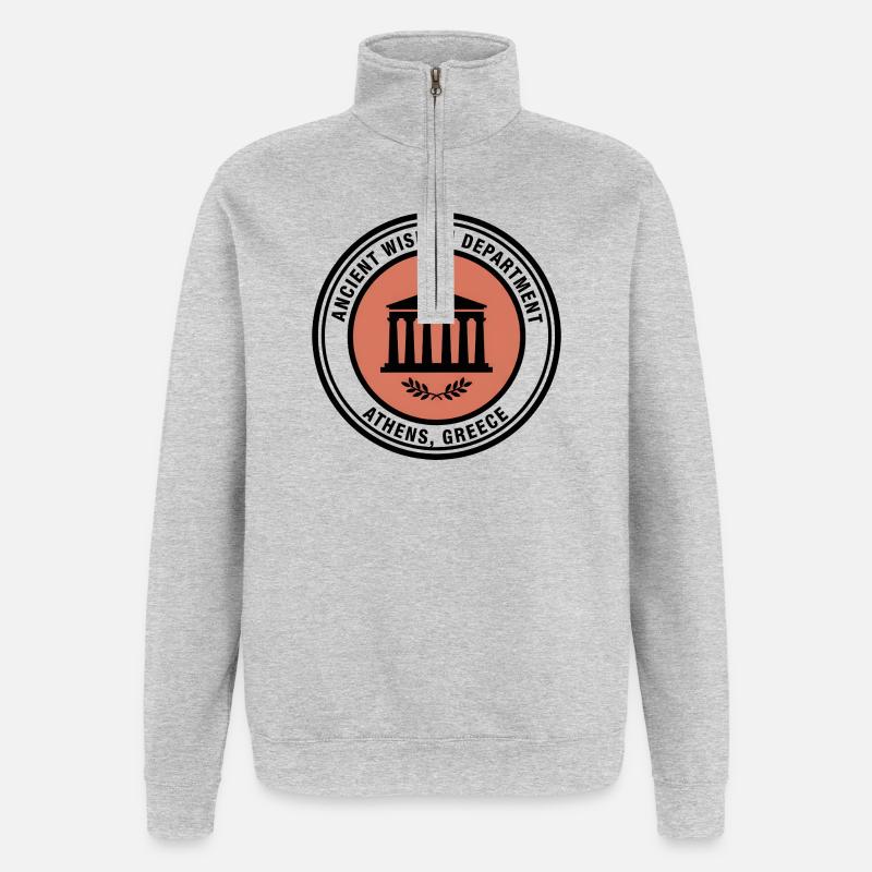 Sceau de la Sagesse Ancienne d’Athènes - Sweat à zip 1/4 - gris chiné