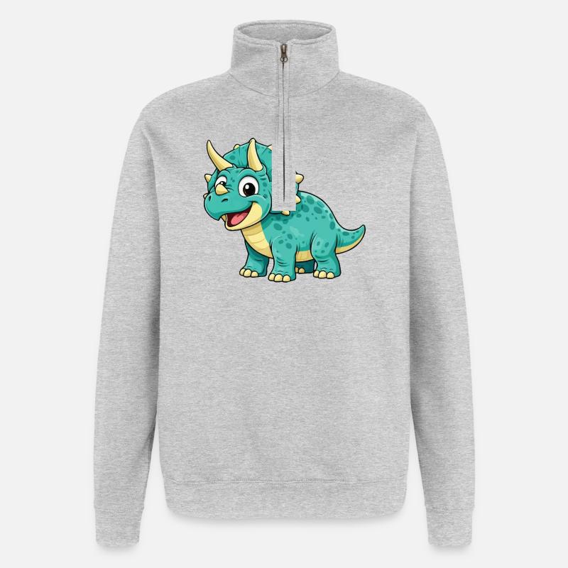 Triceratops Dino Comic - Sweat à zip 1/4 - gris chiné