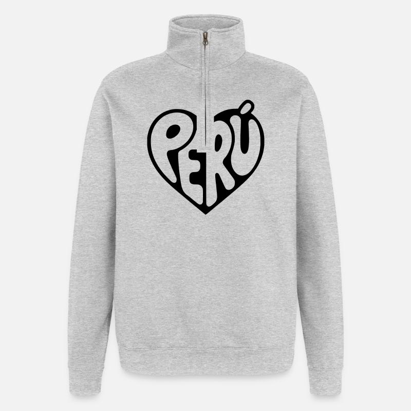 Peru Herz Typografie - Quarter-Zip-Sweatshirt - Grau meliert