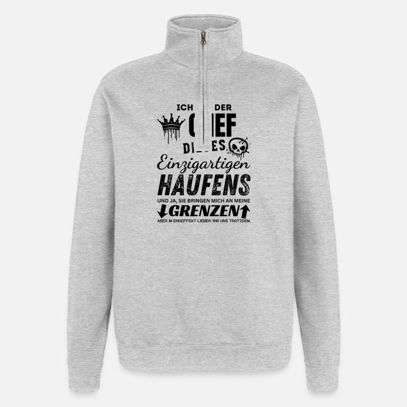 Chef des einzigartigen Haufens Chef Geschenk - Sweat à zip 1/4 - gris chiné
