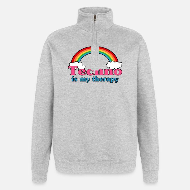 Techno Rainbow - Sweat à zip 1/4 - gris chiné