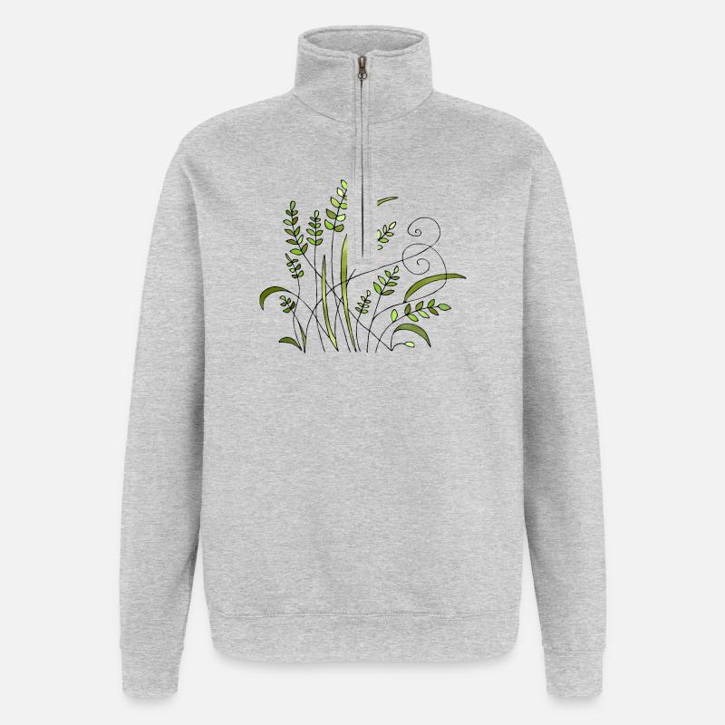 Fleur - Sweat à zip 1/4 - gris chiné