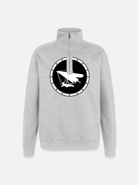 Minimalistisches Ring-Delta-Flügelabzeichen - Quarter-Zip-Sweatshirt - Grau meliert