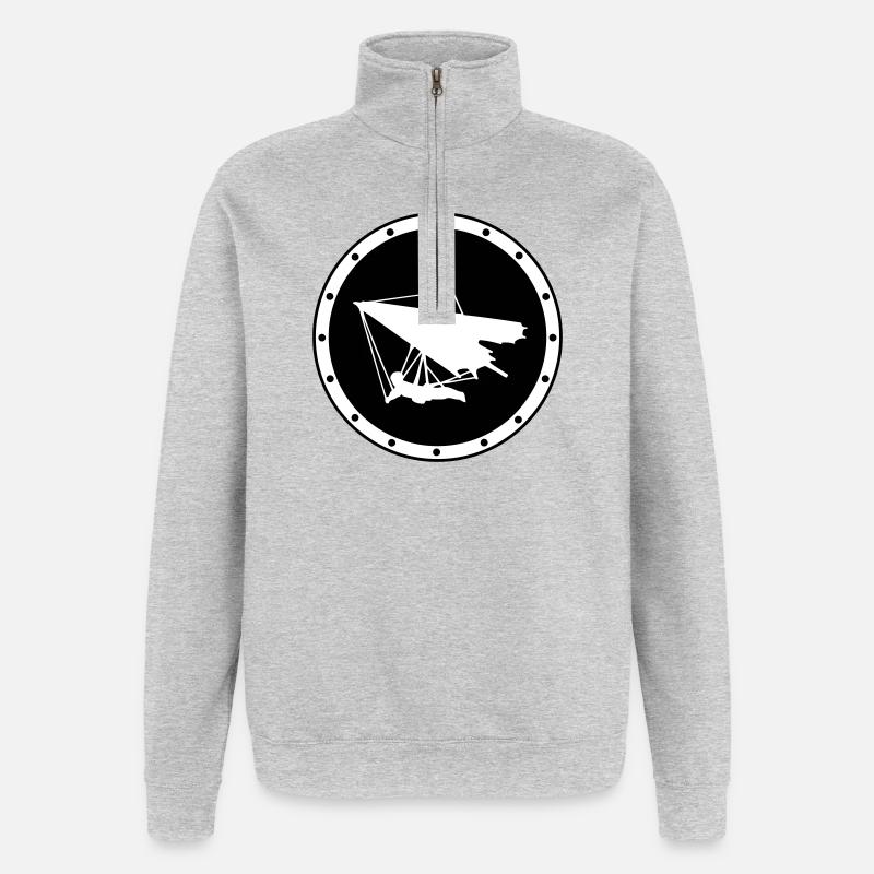 Minimalistisches Ring-Delta-Flügelabzeichen - Quarter-Zip-Sweatshirt - Grau meliert