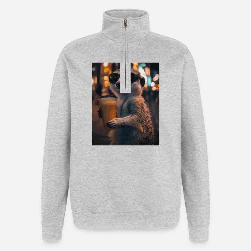 Lunettes de soleil Suricate au café - Sweat à zip 1/4 - gris chiné