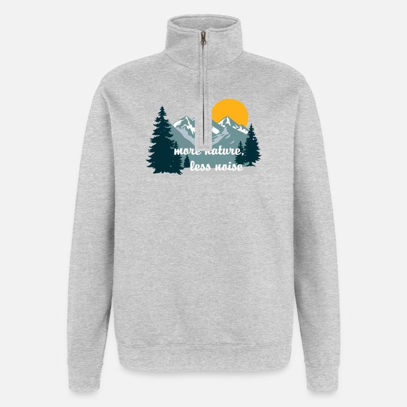 Plus de nature Moins de bruit - Sweat à zip 1/4 - gris chiné