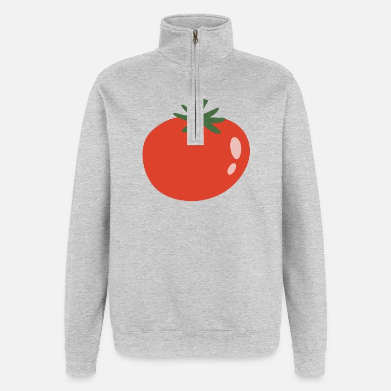 Vivid Tomato Minimalist Pop - Sweat à zip 1/4 - gris chiné