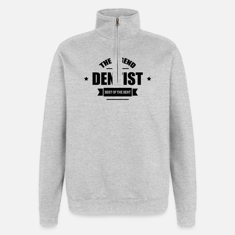 The Legend Dentist Typographic - Sweat à zip 1/4 - gris chiné