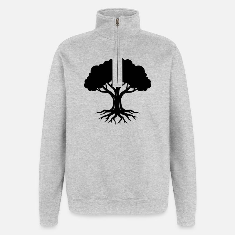 Tree Roots Silhouette Nature - Quarter-Zip Sweatshirt - heather grey
