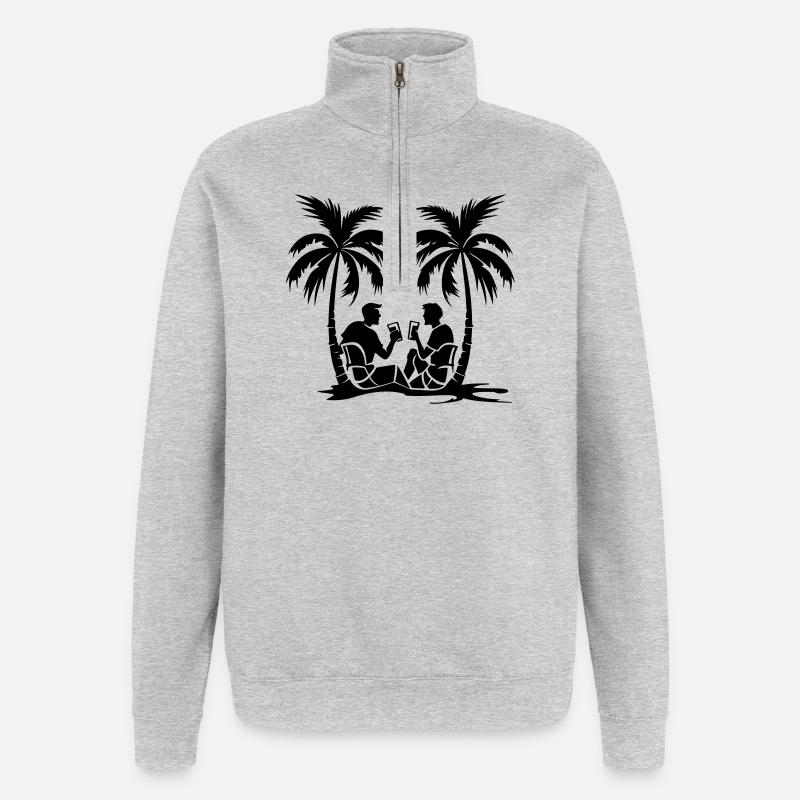 Silhouette de fête de palmiers - Sweat à zip 1/4 - gris chiné