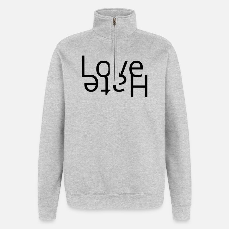 Love - Hate - Sweat à zip 1/4 - gris chiné