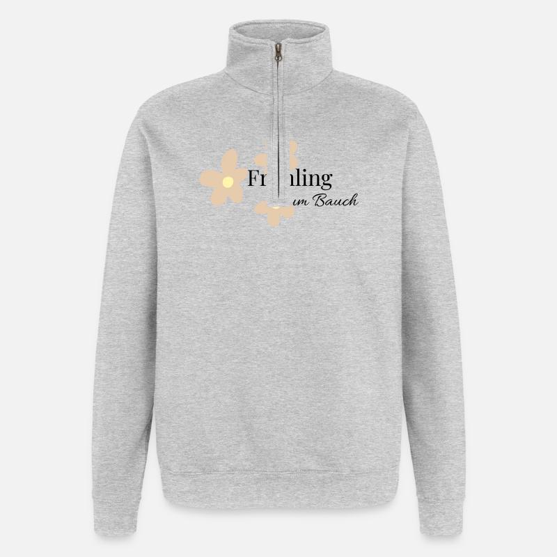 Frühling im Bauch   - Quarter-Zip-Sweatshirt - Grau meliert