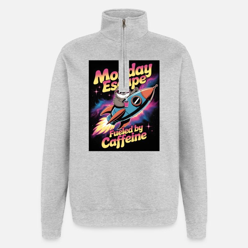Lundi : Paresseux d’évasion dans Rocket - Sweat à zip 1/4 - gris chiné