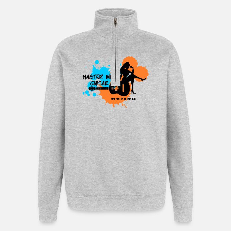 Master with guitar - Blau Orange - Quarter-Zip-Sweatshirt - Grau meliert