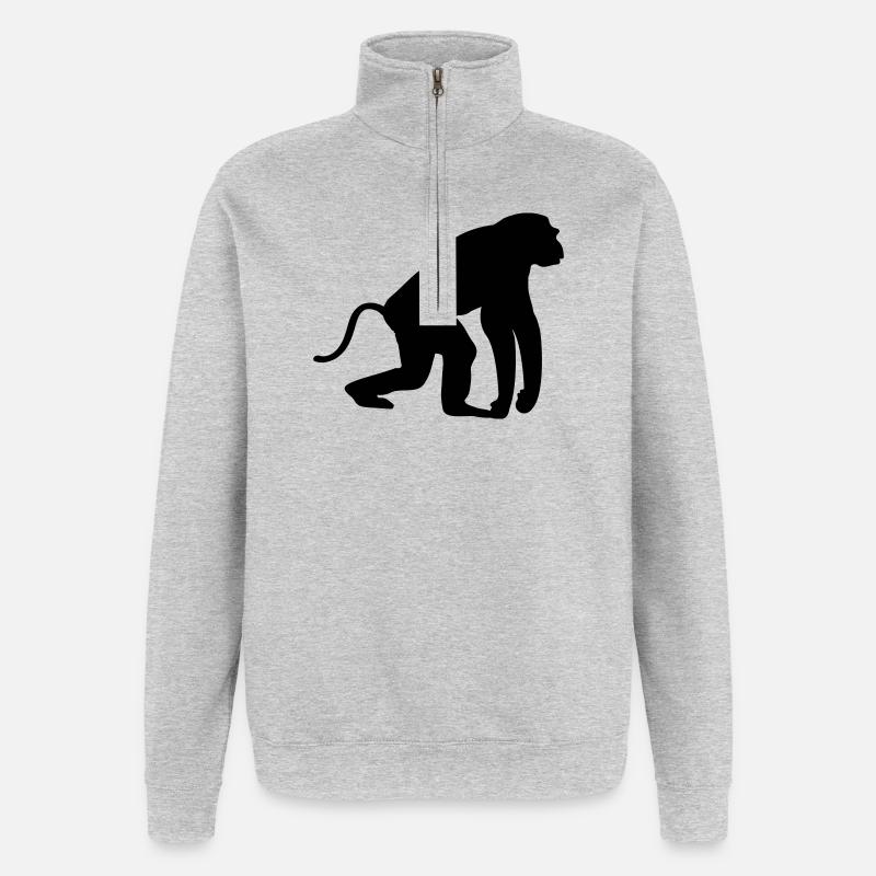 Singe - Sweat à zip 1/4 - gris chiné