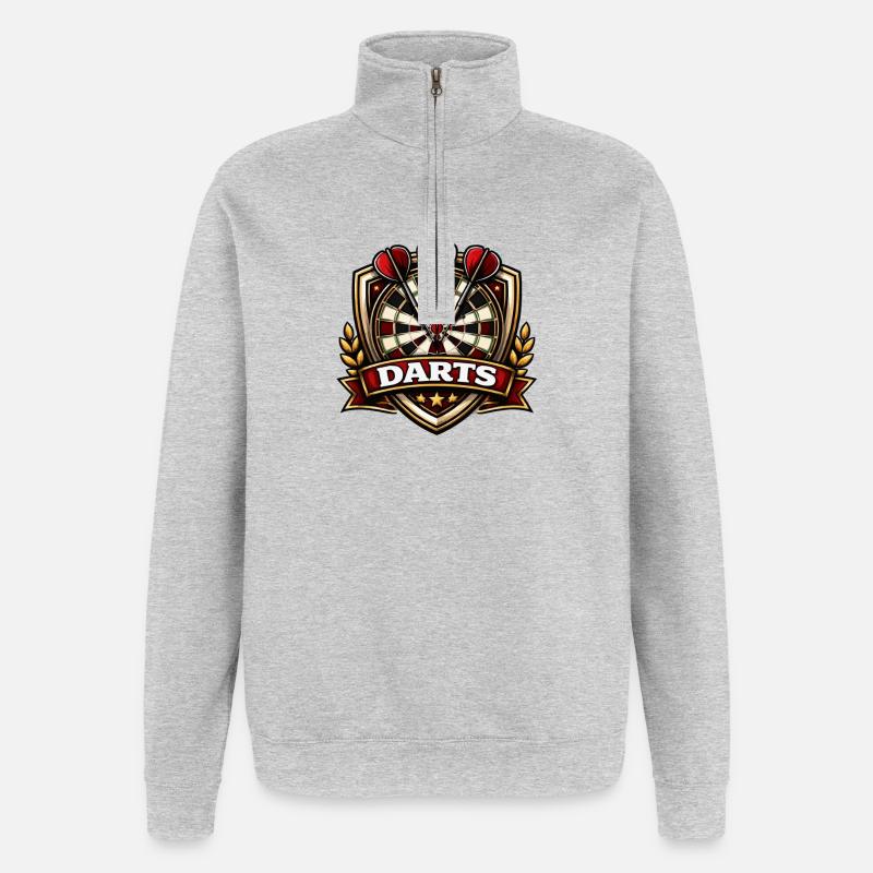 Bouclier de fléchettes - Sweat à zip 1/4 - gris chiné