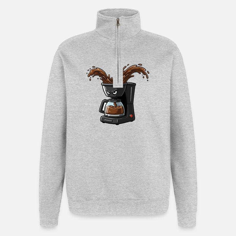 Angry Coffee Maker Splash - Quarter-Zip Sweatshirt - heather grey