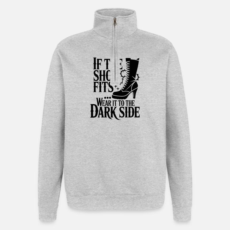 Schuhdesign Dark Side Spruch - Quarter-Zip-Sweatshirt - Grau meliert