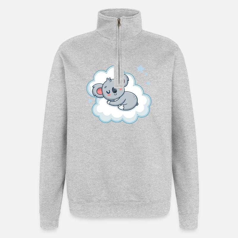 Traumhafter Koala auf Blue Cloud - Quarter-Zip-Sweatshirt - Grau meliert