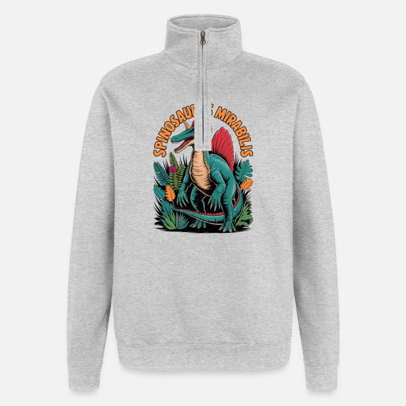 Neue Spinosaurus Mirabilis 2026 Entdeckung - Quarter-Zip-Sweatshirt - Grau meliert