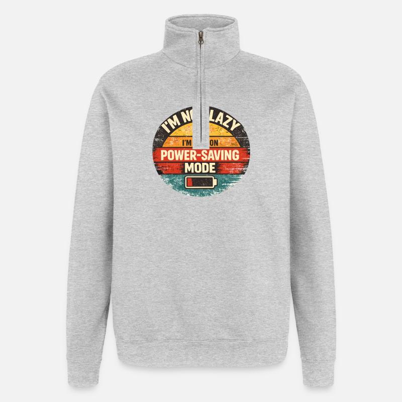 Power-Saving Mode Spruch - Quarter-Zip-Sweatshirt - Grau meliert