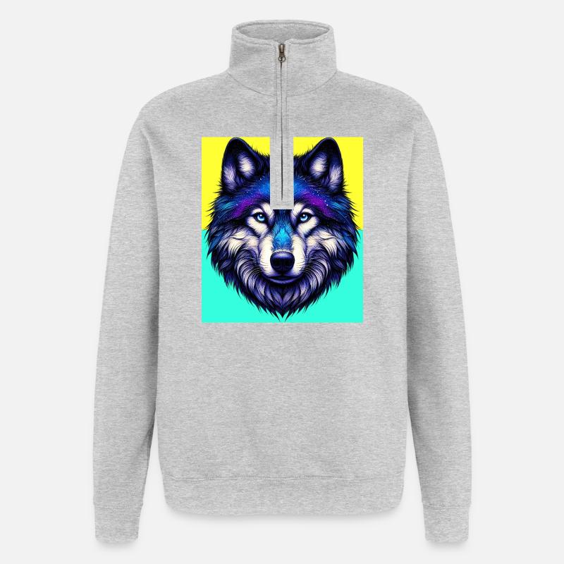 Wolf - Quarter-Zip-Sweatshirt - Grau meliert