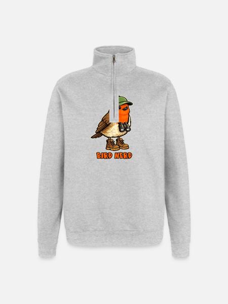 Fuglenørd Fuglekigger Udendørs Gåer Humor - Sweatshirt med 1/4 lynlås - grå meleret