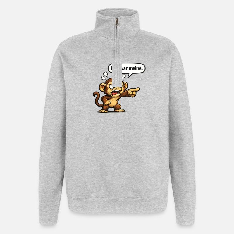 Affe Humor lustiger Spruch Geschenk - Quarter-Zip-Sweatshirt - Grau meliert