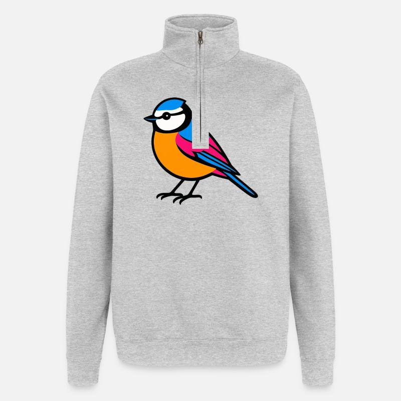 Blue Flat Design Minimalistisch - Quarter-Zip-Sweatshirt - Grau meliert