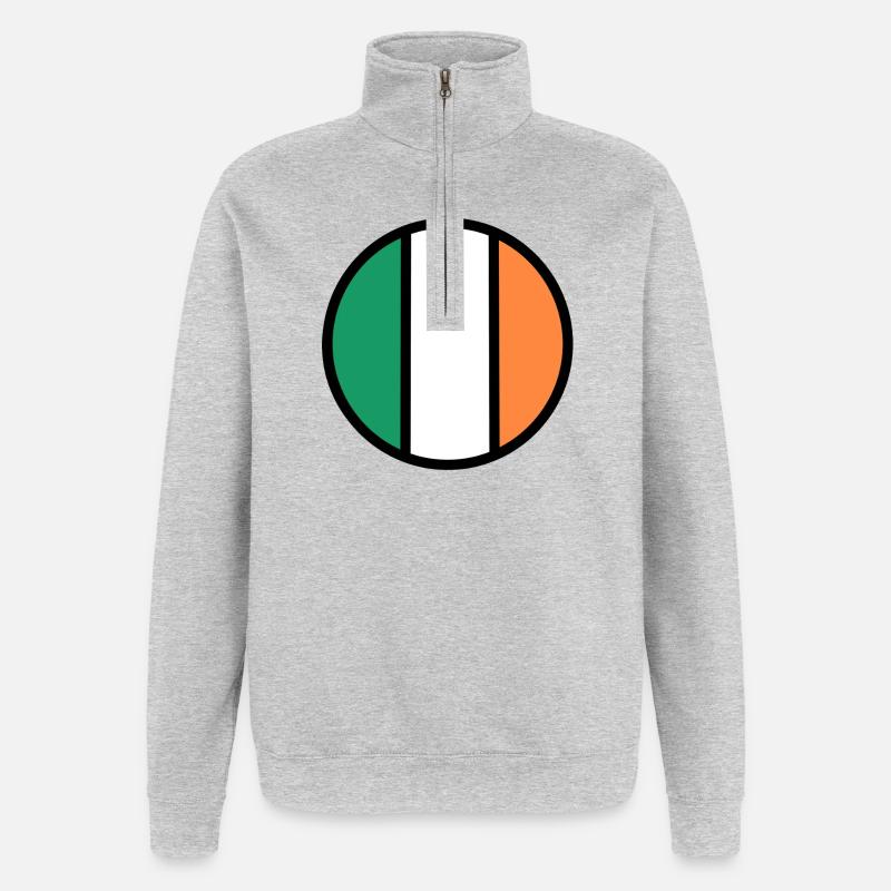 Irlands Flaggenkreis - Quarter-Zip-Sweatshirt - Grau meliert