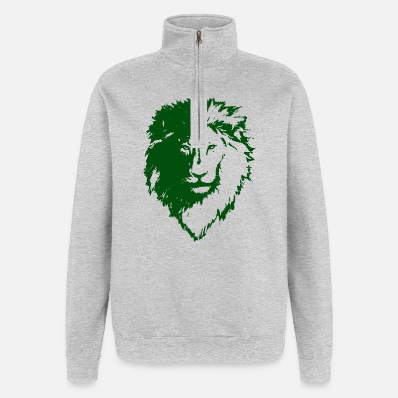 Grüne Löwe Silhouette - Quarter-Zip-Sweatshirt - Grau meliert