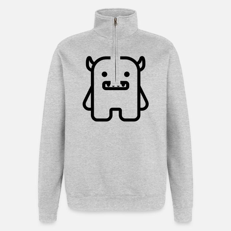 monstre - Sweat à zip 1/4 - gris chiné