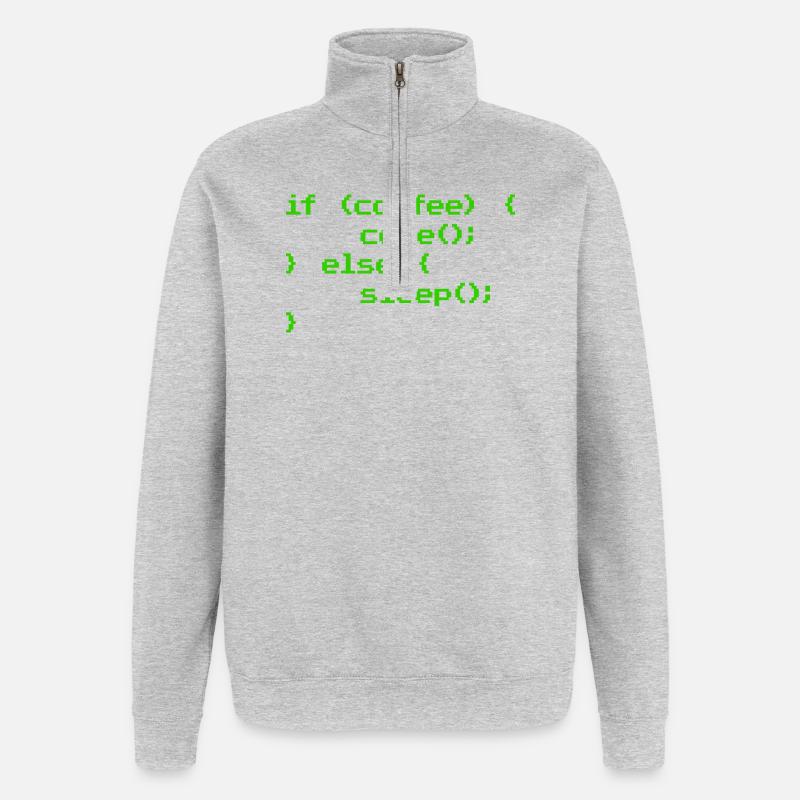 Ingen kaffe Ingen kodprogrammerare Datavetare - Tröja med 1/4-dragkedja - gråmelerad