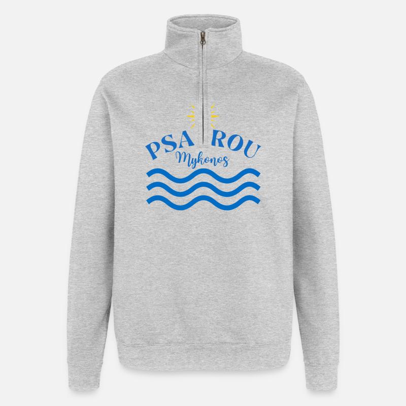 Vagues du Soleil de Psarrou Mykonos - Sweat à zip 1/4 - gris chiné