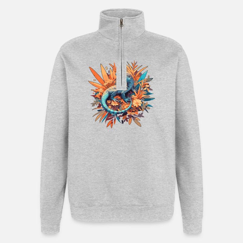 Eidechsen Eidechse - Quarter-Zip-Sweatshirt - Grau meliert