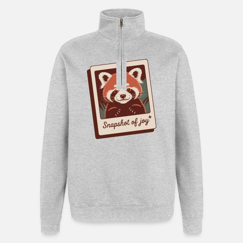 Roter Panda Schnappschuss Freude - Quarter-Zip-Sweatshirt - Grau meliert