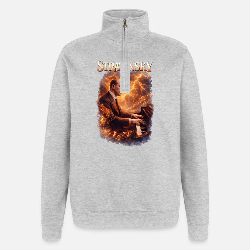 Stravinsky Piano Fire - Quarter-Zip Sweatshirt - heather grey