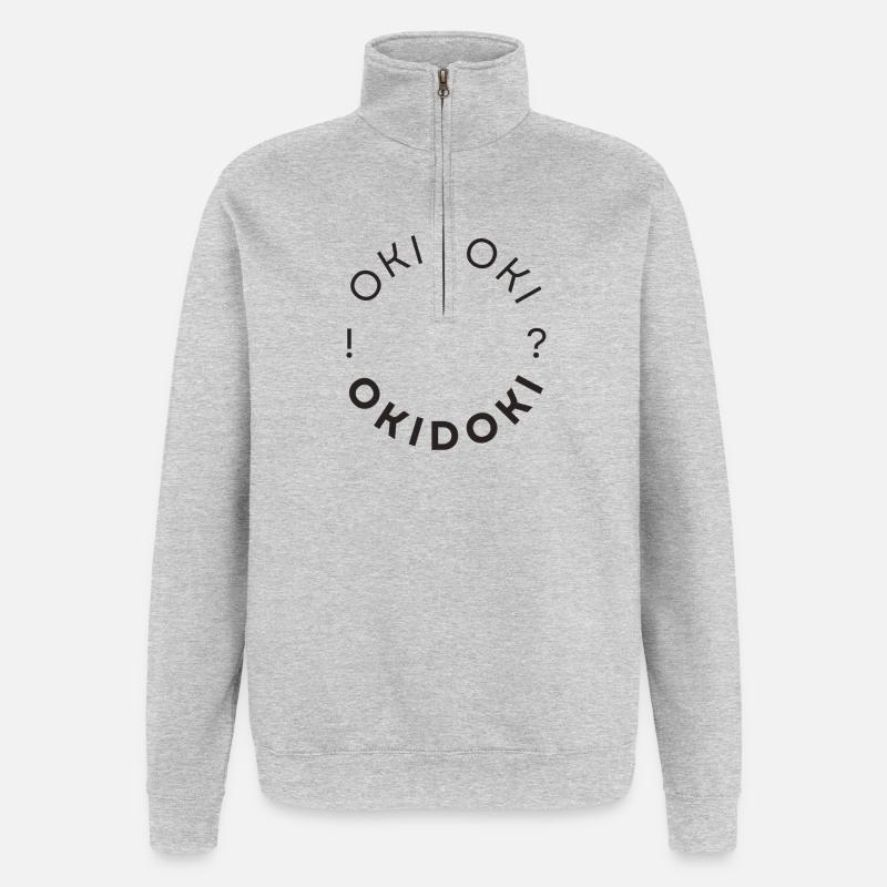 Okidoki Kreis Typografie - Quarter-Zip-Sweatshirt - Grau meliert