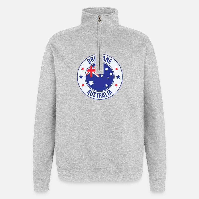 Brisbane Australien Emblem-Abzeichen - Quarter-Zip-Sweatshirt - Grau meliert