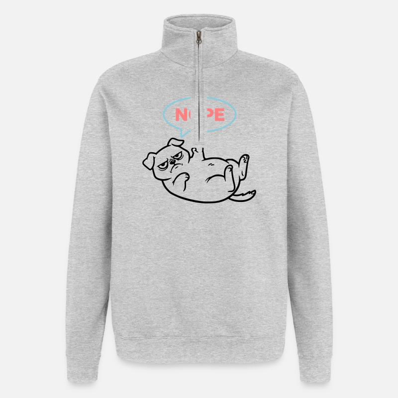  Mops Hund Comic Bunt Outline - Quarter-Zip-Sweatshirt - Grau meliert