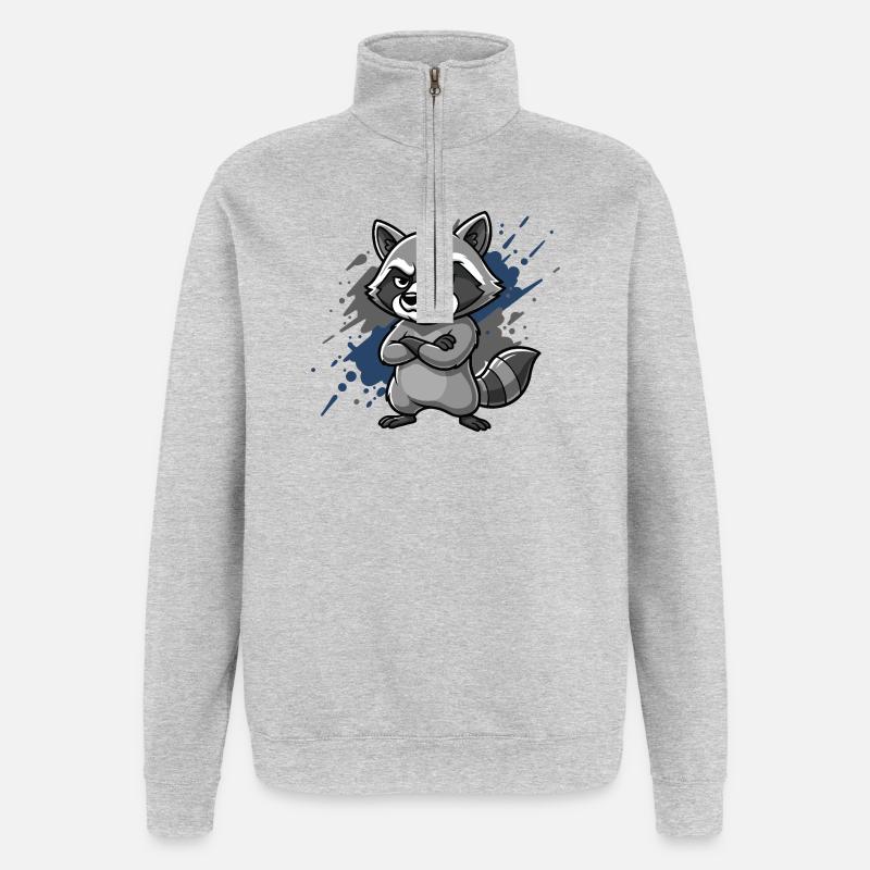 Éclaboussure bleu raton laveur sinistre - Sweat à zip 1/4 - gris chiné