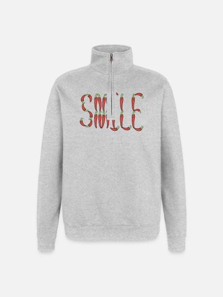 Chili smile typography - Quarter-Zip Sweatshirt - heather grey
