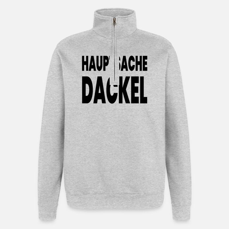 Dackel - Quarter-Zip-Sweatshirt - Grau meliert