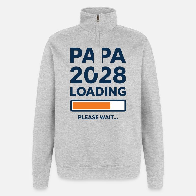 Papa 2028 en cours de chargement - Sweat à zip 1/4 - gris chiné