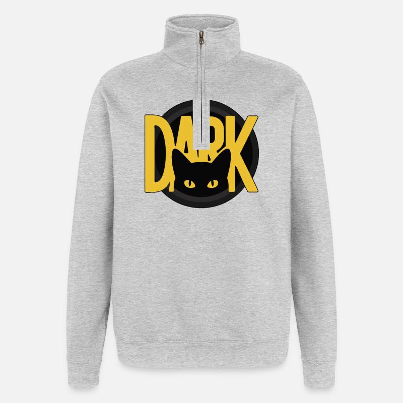 DARK Katzenaugen Minimal Design - Quarter-Zip-Sweatshirt - Grau meliert