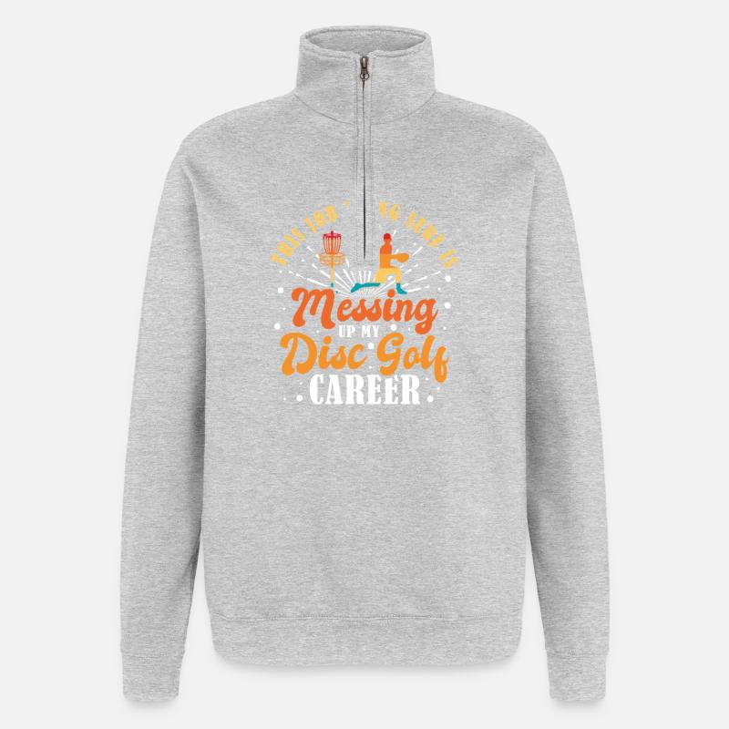 Cadeaux de disc golf Disc Golf - Sweat à zip 1/4 - gris chiné
