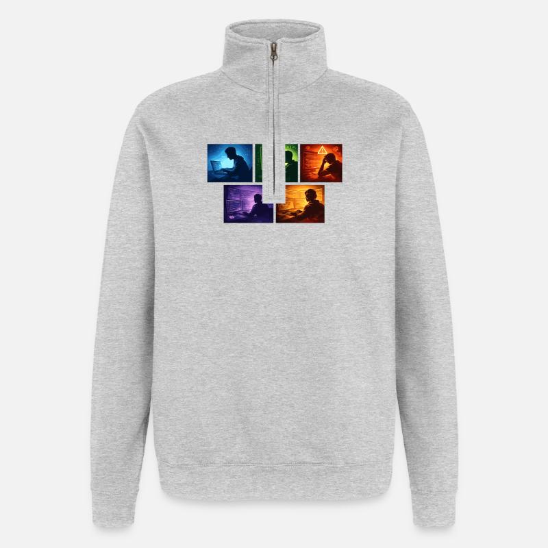 Mehrfachbildschirm Code-Schatten - Quarter-Zip-Sweatshirt - Grau meliert