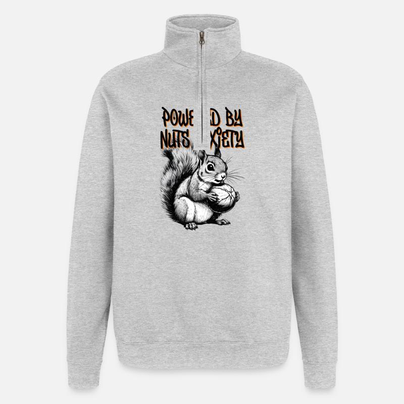 Powered by Nuts and Anxiety - Quarter-Zip Sweatshirt - heather grey